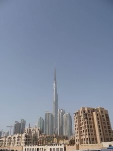 Burj Khalifa hotel and resort just under construction in Dubai.