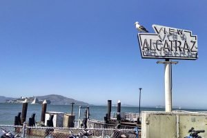 View of Alcatraz Island at San Francisco's FisherMan's Wharf, where Roguetrippers enjoyed a walkable adventure.