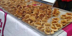 Carla's Cookie Box butter tart display at the Elmira Maple Syrup Festival, and annual festival in Elmira, Ontario.