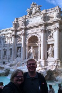 Nick and his Mum visit Trevi fountain during a cruise to Rome.