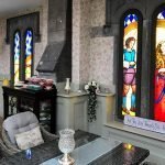 Beautiful stained glass on display in Ballyseede Castle.