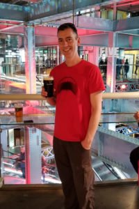 Brad enjoys a pint of Guinness