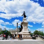 Champlain statue in front of the Château Frontenac in Quebec City