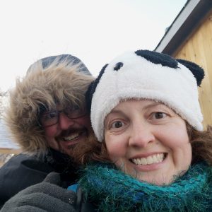 Stacy and Jason of Roguetrippers took a ride on a toboggan during Carnaval de Quebec