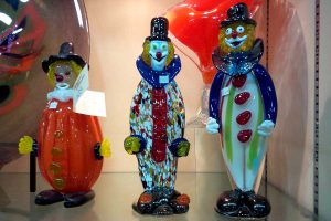 Hand Blown Glass clowns travel souvenirs in Niagara Falls