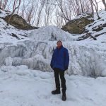 Hamilton section of the Bruce Trail includes many waterfalls that are frozen during a winter hike
