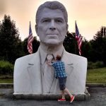 Ronald Reagan Giant Bust in Branson Missouri nick Kulnies adjusts his tie