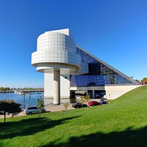 The rock and Roll hall of Fame located on Cleveland's beautiful waterfront is a must visit destination