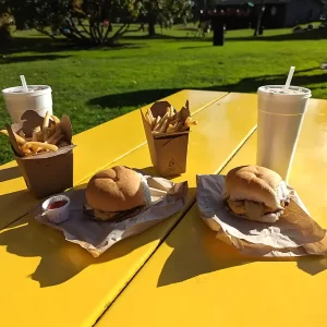 Stop for lunch a food truck to enjoy an impromptu road trip picnic
