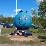 The Giant Blueberry Man Roadside attraction in Oxford Nova Scotia
